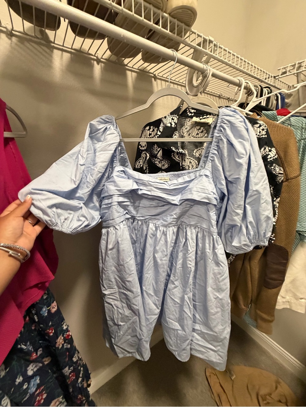 Abercrombie & Fitch Light Blue Puff Sleeve Mini Dress